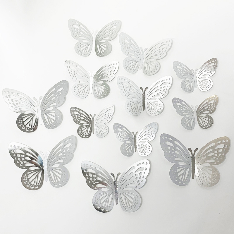 12pcs/Pack 3D Butterfly Wall Sticker for Wall Decoration Balloon Garland Arch Kits Party Decor Supplies Butterfly Stickers