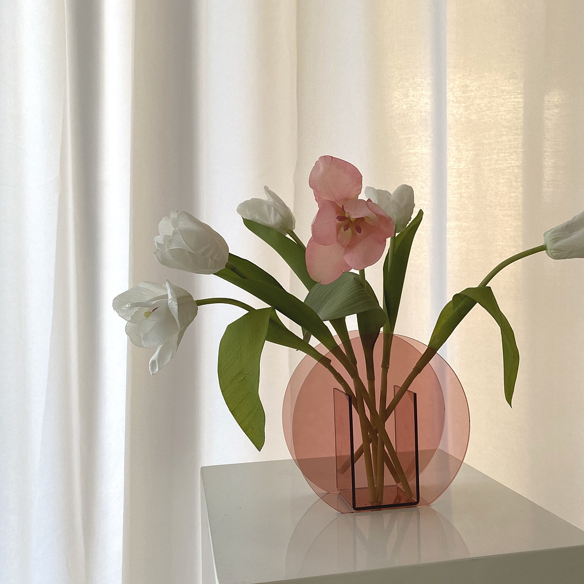 Colorful Pink Acrylic Vase Art Simple Living Room flower Arrangement Nordic Ins Ornament