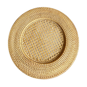 Handmade Rattan Charger Plate for Wedding Tabletop Floral Pattern Wall Hanging Decor Natural Wicker Home Decorative Decorations