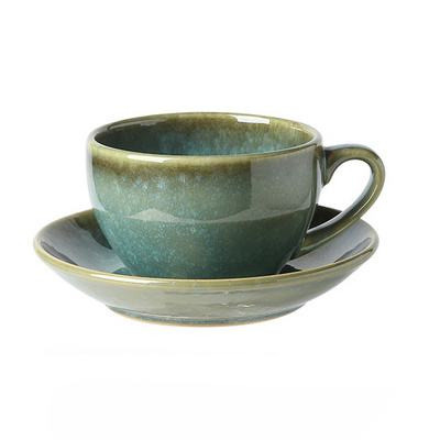 Kiln Change Glaze Latte Coffee Mug Creative Style Commercial Ceramic Tea Cup and Saucer Set Vintage Drinking Cups for Restaurant