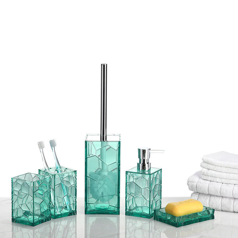 5pcs Toiletry Acrylic Bathroom Accessories Set Home Decoration Toilet Brush Soap Box Toothbrush Holder Cup Dispenser Bottle