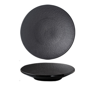 Sand Glaze Matte White Black Colored Dishes Dinnerware Set Ceramic Deep Soup Dinner Charger Plate for Restaurant and Hotel Use