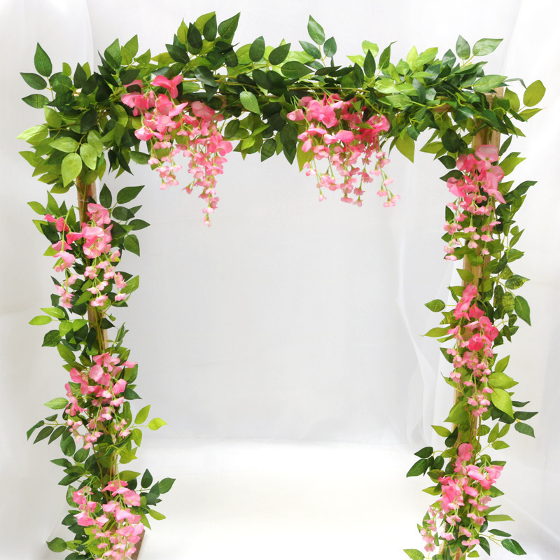 180cm Ivy Wisteria Flowers Artificial Plant Vine Garland for Room Garden Decorations Wedding Arch Baby Shower Floral Decor