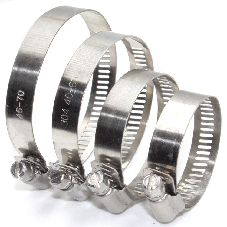 SS 304 Stainless Steel American Hose Clamps 6mm-400mm Adjustable Clip 12mm Band Width Zebra Worm Gear Screw Hose Clamp