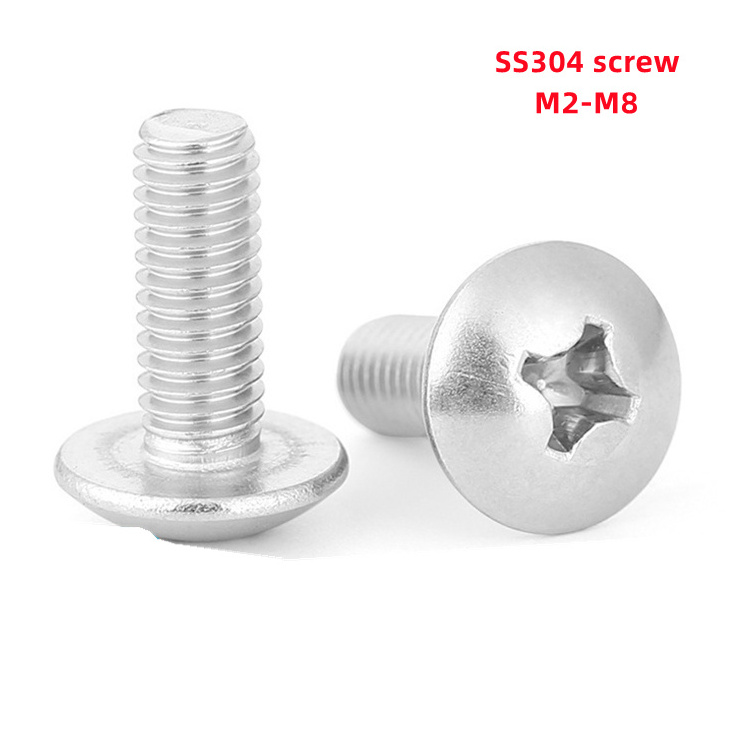 GB819 Round Cross Recessed Machine 304 Stainless Steel Large Pan Head Screws M3M4M5M6M8M10