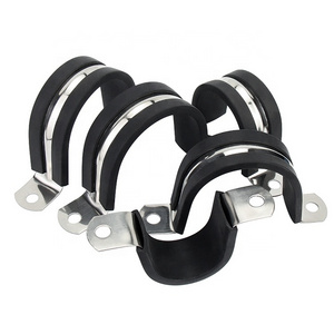 304 Stainless Steel U Type Strap Holder With EPDM Rubber Washer Cushioned Saddle Clamps For 6-200mm Tube Pipe