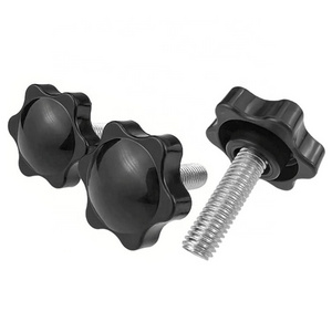 M4 M5 M6 M8 M10 M12 1/4"-20 Threaded Clamping Thumbscrew Black Plastic Six Star Head Hand Turn Tightening Grip Thumb Knob Screw