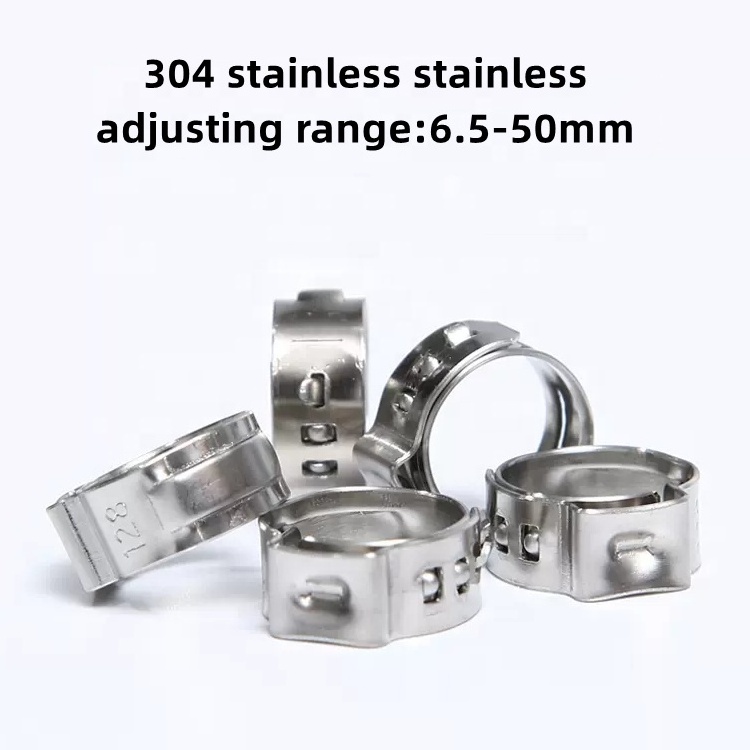 304 Stainless Steel Stepless Metal Repair Endless PEX Ring Pinch Cinch Clip Single One Ear Clamp For Pex Hose Tube