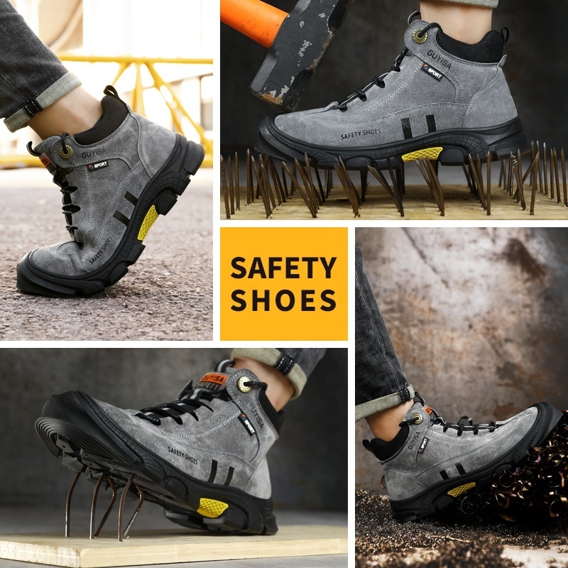 GUYISA brand summer casual  industrial safety shoes non-slip rubber sole anti-stab anti-steel toe work boot