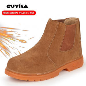 GUYISA High Quality Brown High Cut Fire Resistant Welder Work Safety Boots Steel Toe Men Steel Toe Working Boot