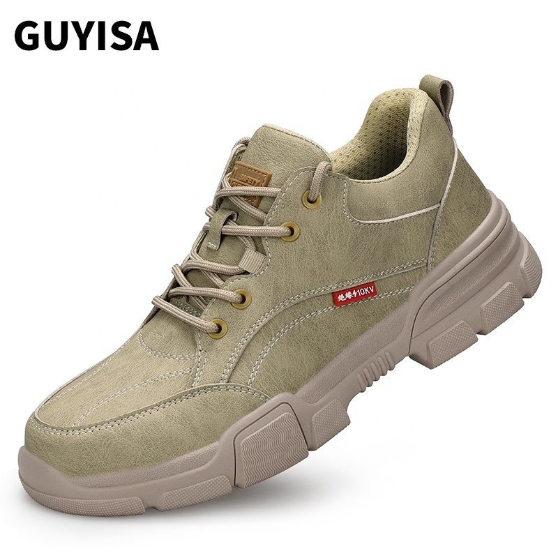 GUYISA Men's Fashionable Microfiber Safety Work Shoes Lightweight and Durable with 10KV Insulation for Electricians