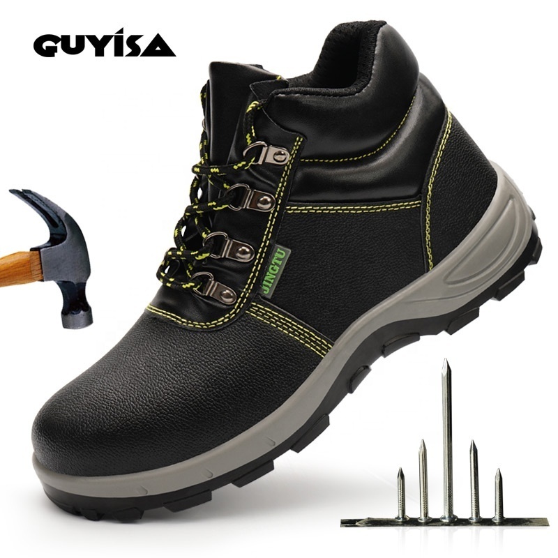 GUYISA OEM Fast Shipping Rubber Soles Men's Boots for All Seasons Wear-resistant Black Women's safety Shoes Industry Work Boots