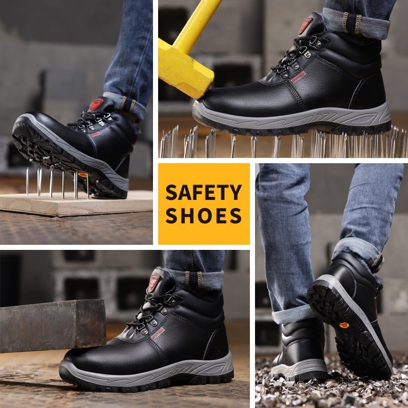 GUYISA high cut Winter anti-smashing water proof safety shoes European standard puncture proof steel toe safety boots for men