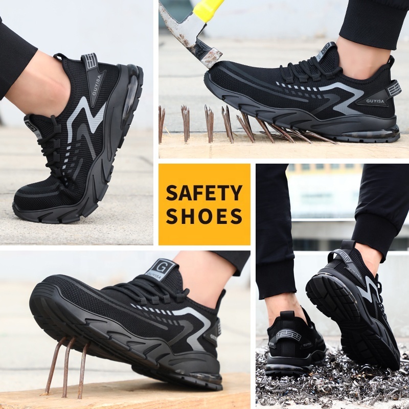 GUYISA New design safety shoes wear-resistant rubber soles men's outdoor work anti-puncture material steel toe safety shoes