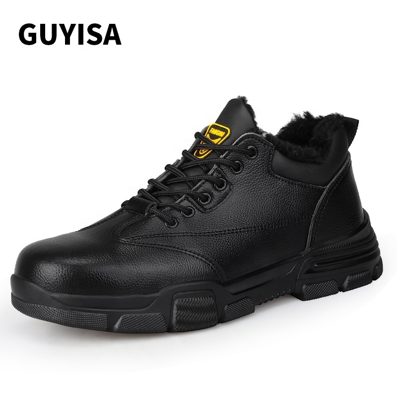 GUYISAFactory direct sales safety shoes non-slip wear-resistant rubber sole outdoor work winter warm iron toe safety shoes