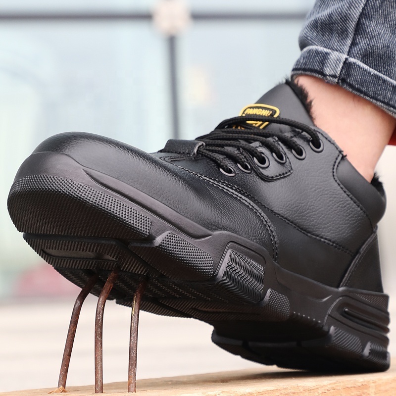 GUYISAFactory direct sales safety shoes non-slip wear-resistant rubber sole outdoor work winter warm iron toe safety shoes