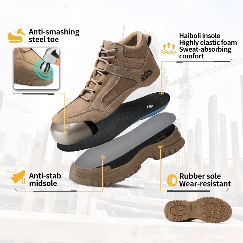 GUYISA safety shoes high cut anti-smashing work boots comfortable European standard anti-puncture safety shoes for men steel toe