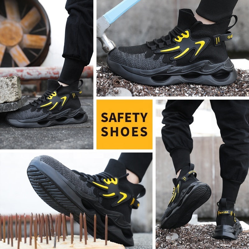 GUYISA safety shoes casual anti-smashing steel toe work boots comfortable anti-puncture safety shoes for men lightwe