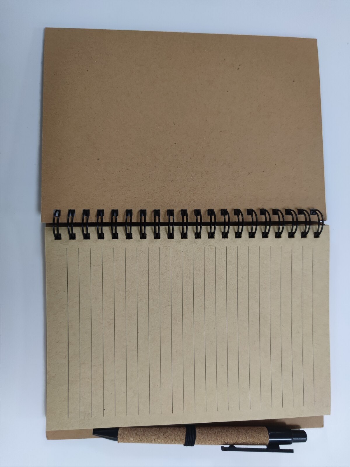 B6 Double Wire-o Spiral Notebook Cork And Black Card Cover Notebook With Cork Pen Attached