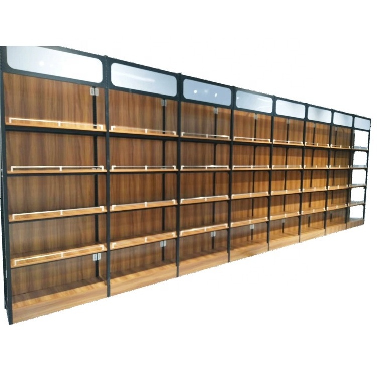 Supermarket Wooden Retail Shelving Display Shop Shelves Snacks Cosmetic Grocery Timber Display Convenience Store Multilevel Rack