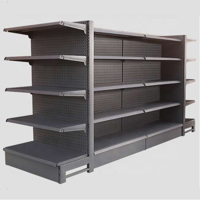 Customizable Supermarket Shelf Gondola  Wire Metal Supermarket Shelves , Grocery Store Shelving