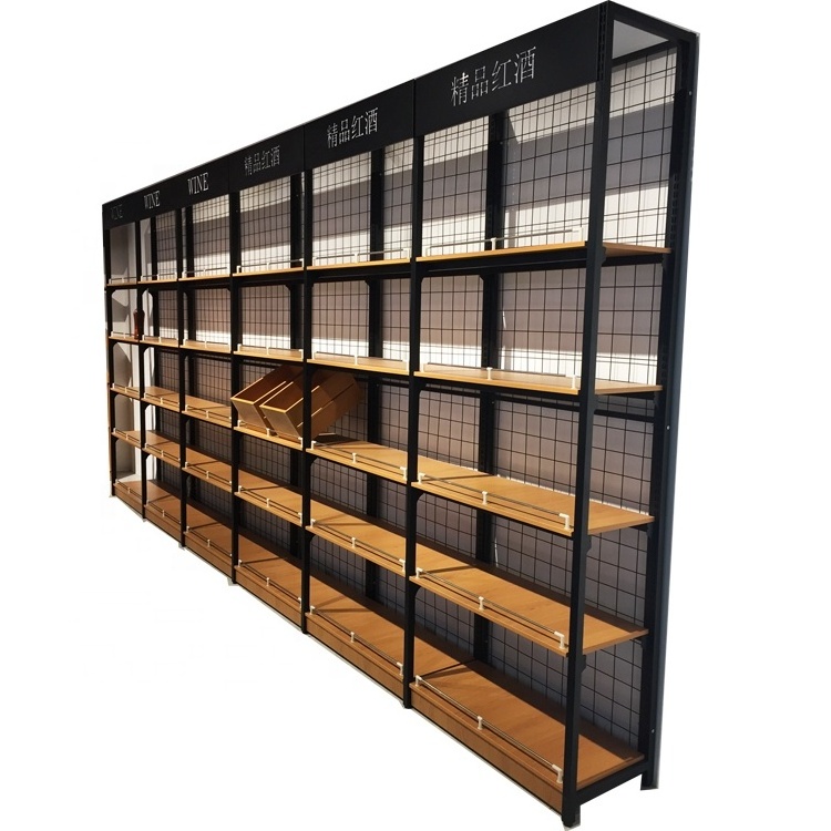 Supermarket Wooden Retail Shelving Display Shop Shelves Snacks Cosmetic Grocery Timber Display Convenience Store Multilevel Rack