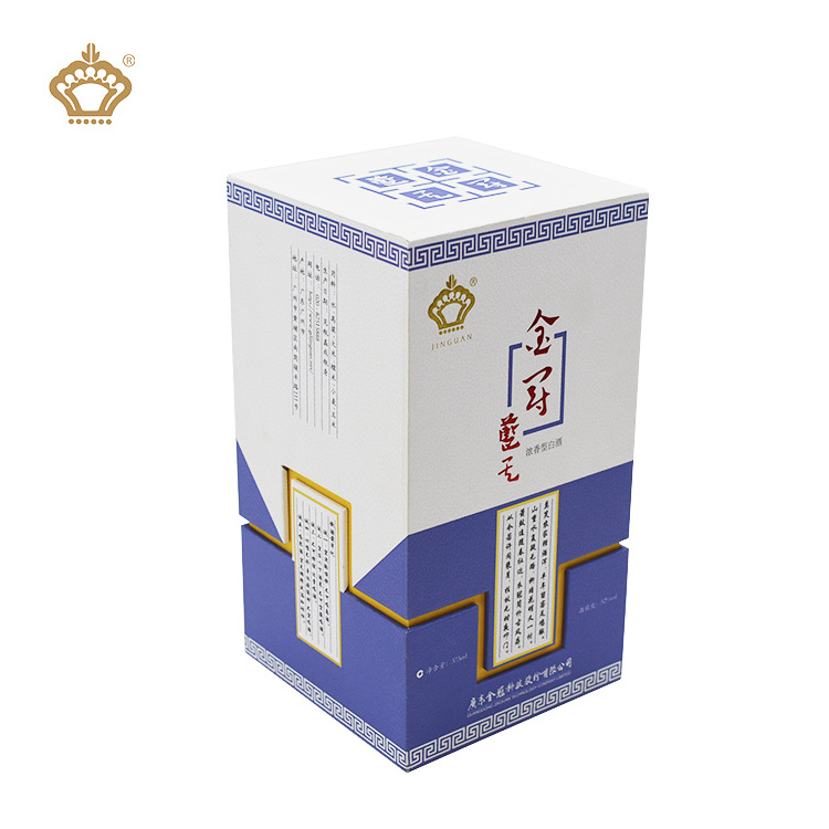 Wholesale Whisky and Spirit Packaging Wine Bottle Carton Empty Box Gift Carton Packaging for Single Wine Bottle with Lid