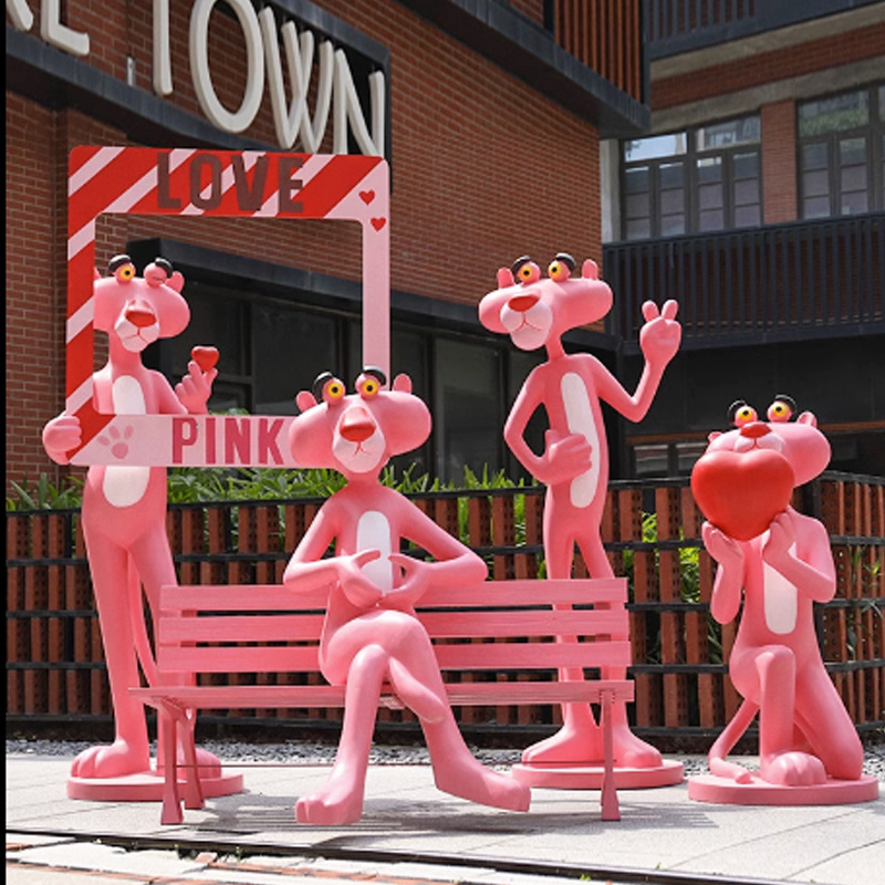 Jingujin New pink panther sculpture giant fiberglass lipstick Strength large size resin sculptures fiberglass for