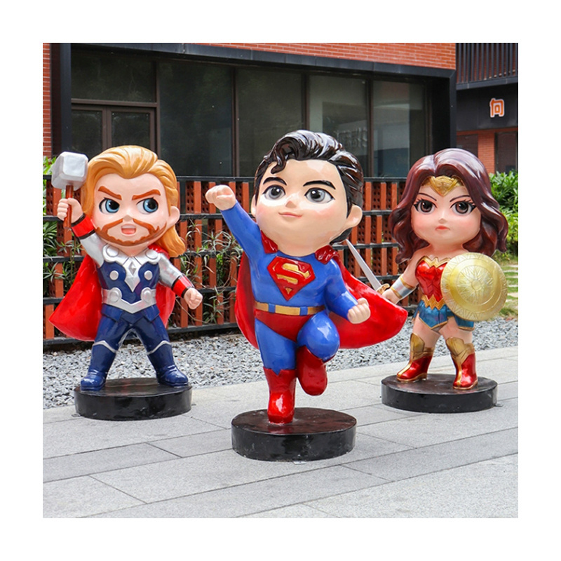 Jingujin High Quality fiberglass sculpture outdoor Light weight life size fiberglass marvel characters sculpture for street