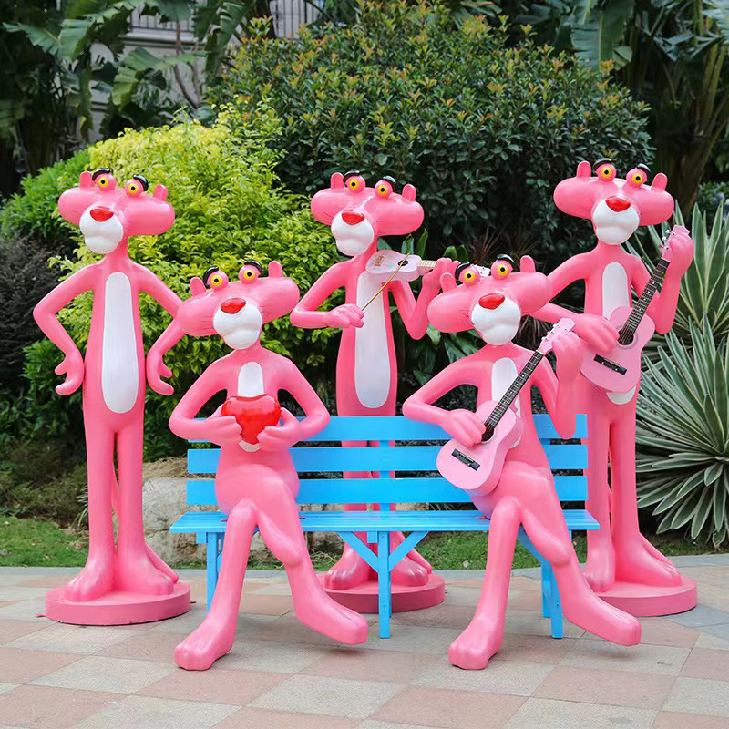 Jingujin New pink panther sculpture giant fiberglass lipstick Strength large size resin sculptures fiberglass for