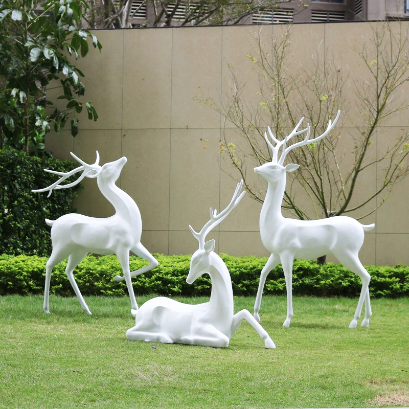 Jingujin On Sale indoor decoration fiberglass reindeer sculpture Strength fiberglass animal life size sculpture for art