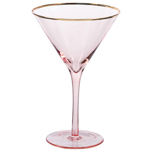 2 Ounce Pink Gold Rim Martini Glasses Stemmed Cocktail Champagne Coupe Glasses Nick Nora Moscato Wine Glasses