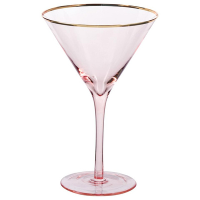 2 Ounce Pink Gold Rim Martini Glasses Stemmed Cocktail Champagne Coupe Glasses Nick Nora Moscato Wine Glasses