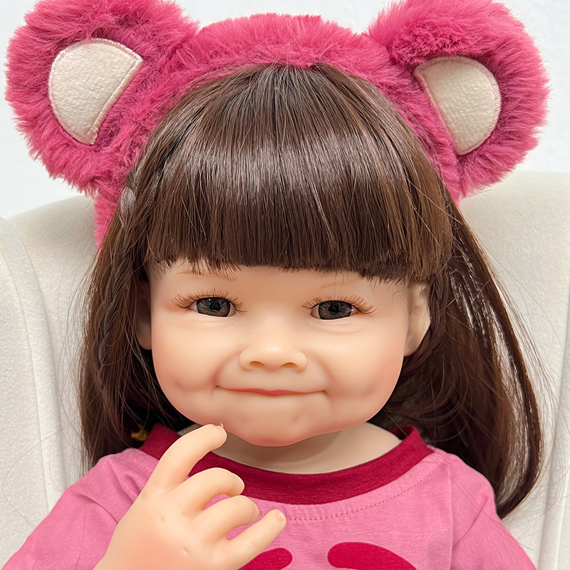 Lovely Silicone Weighted Baby Doll 24'' Realistic Toddler Girls Reborn Baby Dolls with Hand-Drawing Hair