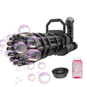 New Design Battery Operated 15 Hole Bubble Gatling Gun Plastic Color Box Ps Unisex Gun Bubble Gatling Bubble Gun To Kids