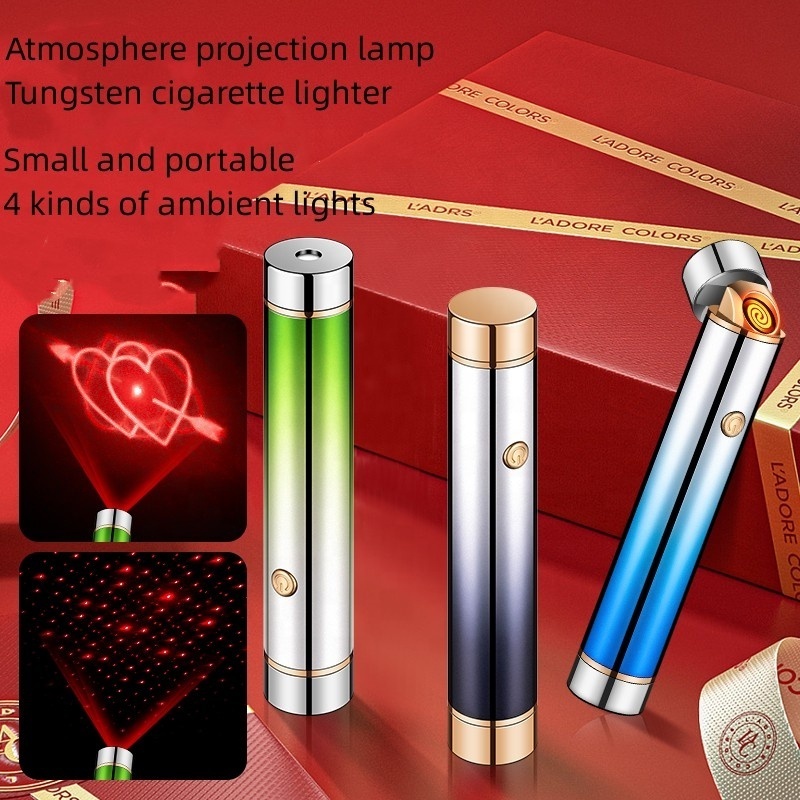 Portable Usb Mini  Flameless Lighter Windproof Tungsten Touch Lighter Round Charging Lighter Metal Cigarette Lighter