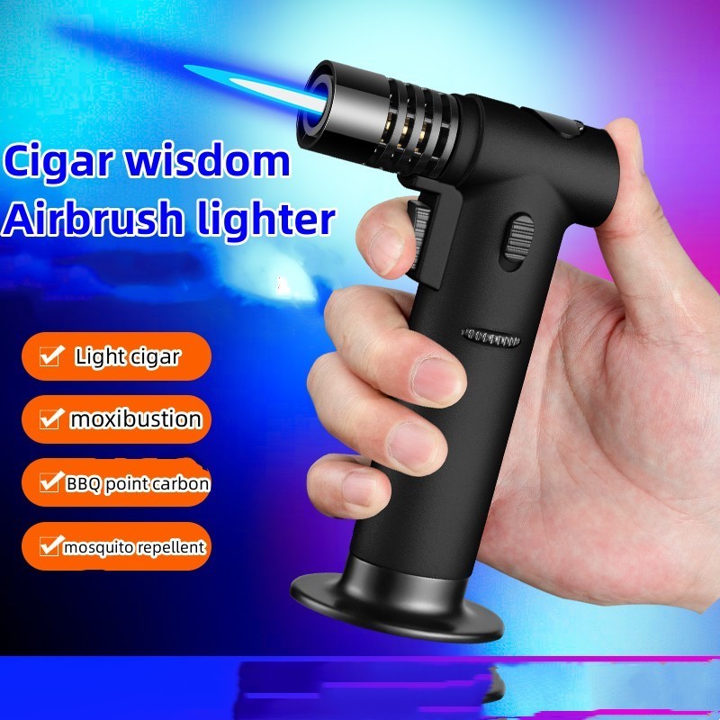 Torch Lighter Cigar Spray Gun With Safety Lock And Adjustable Neon Colors Refillable Lighter Windproof Jet Flame Lighter