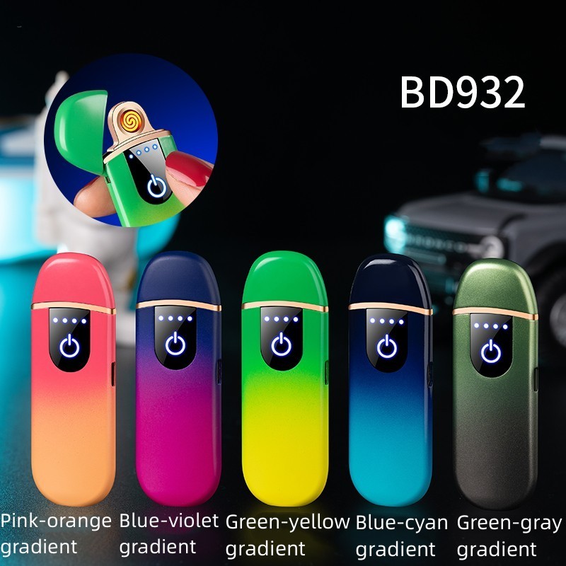 Ultra-Thin Electric Lighter,Tungsten Turbo Lighter Rechargeable USB Touch Switch Windproof Lighter with LED Battery Indicator