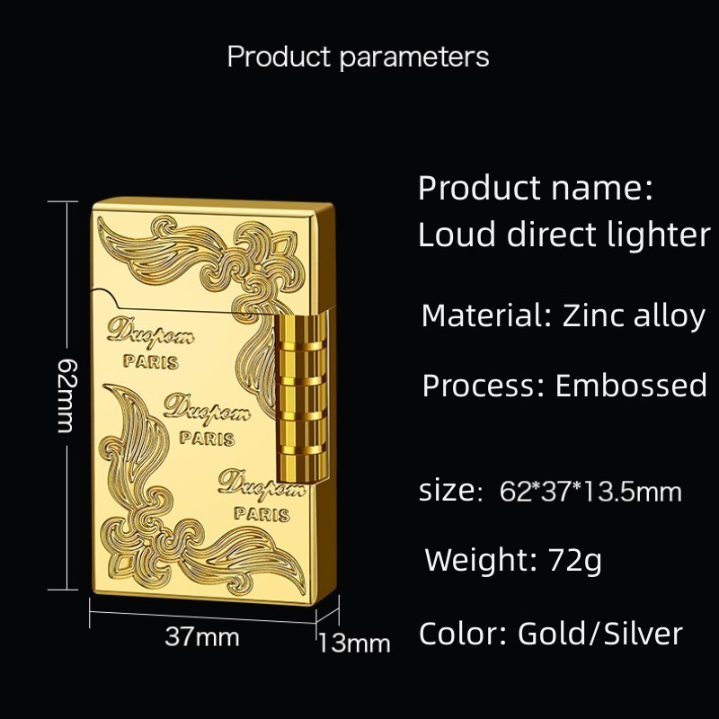 Wholesale Windproof Direct Flame Cigarette Lighter Personality Creative Sound Lighter Metal Vintage Engraved Lighter