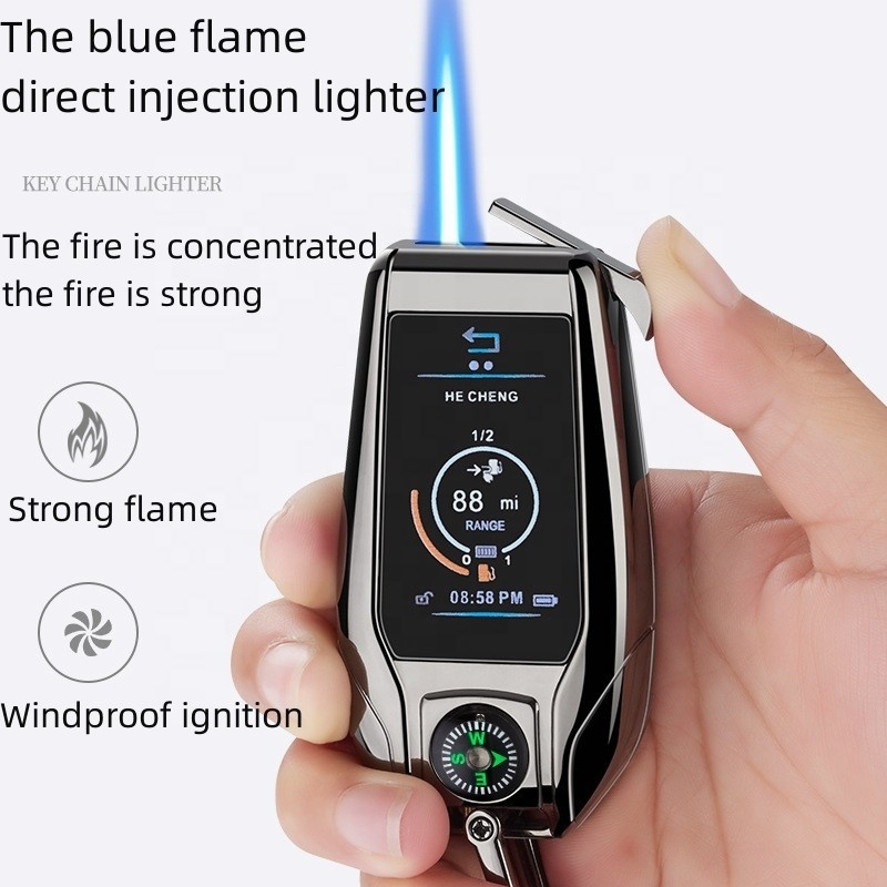 Wholesale Creative Car Key Pendant Metal Gas Lighter With Outdoor Compass Igniter Multi-function Direct Custom Lighter