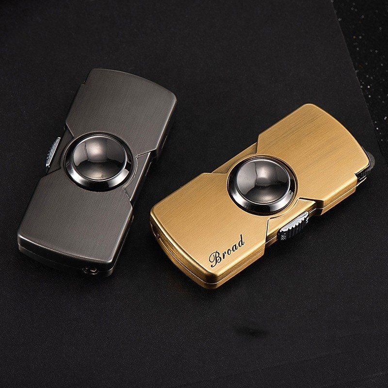 Mini Fidget Spinner Lighter Grinding Wheel Metal Lighter Boutique Windproof Finger Toy Gift Lighter