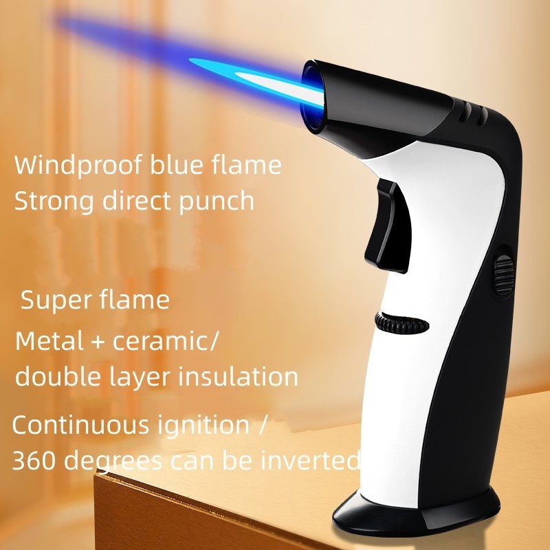 Portable Direct Blast Cigar Flame thrower Welding Gun BBQ Point Moxibustion Lighter Increase Flame Strong Direct Punch Lighter