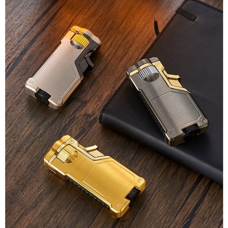 Creative Three Color Flame Big Gear Regulating Windproof Lighter Metal Gas Torch Lighter Inflatable Lighter For Smoking