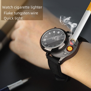 Watch Can Travel Dual-use Multi-function Wire Charging Lighter Electronic Cigarette Lighter Men's Watch Lighter