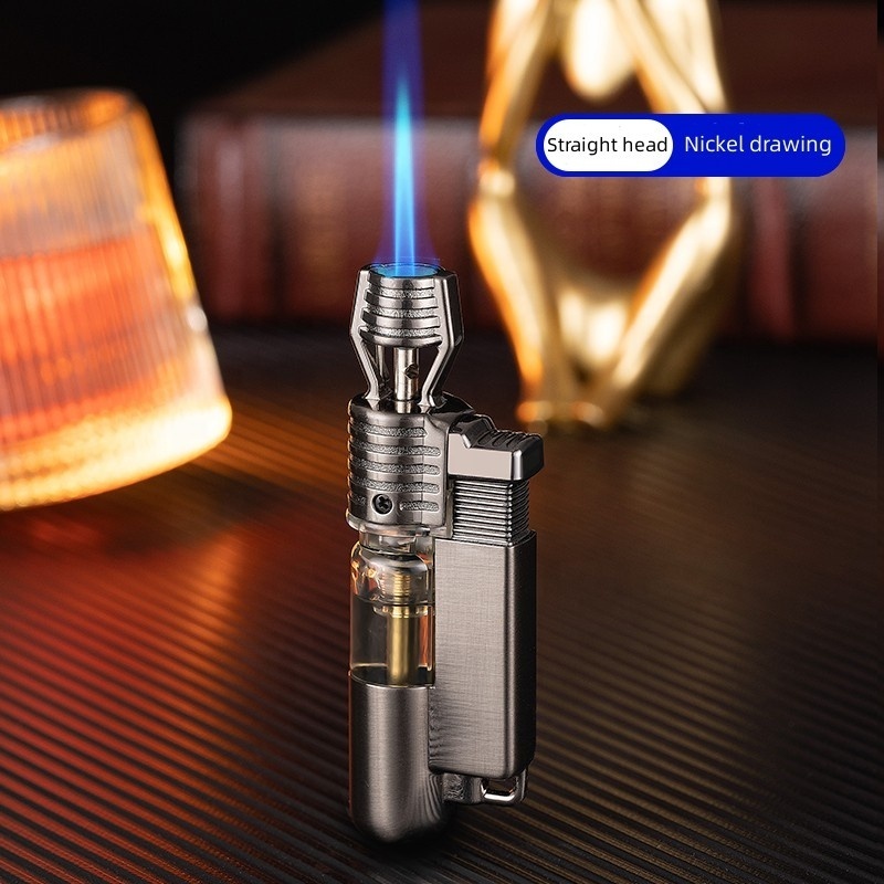 High Pressure Injection Direct Impact Lighter Windproof Visual Gas Blue Flame Welding Gun Butane Torch Lighter For Kitchen