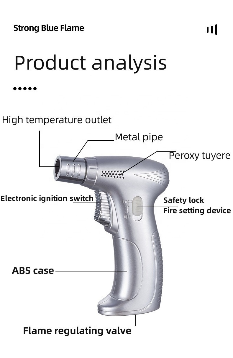 Wholesale New Flame Thrower Portable Welding Torch Lighter High Temperature Outdoor Kitchen Barbecue Baking Three Fire Lighter