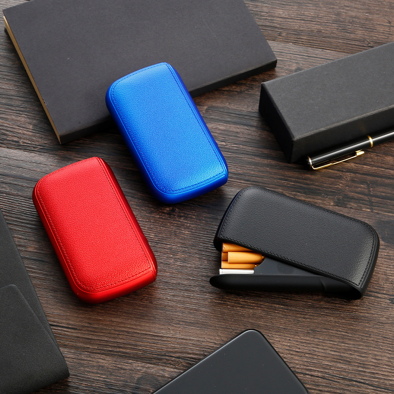 new leather cigarette case cover cigarette case holder container box three chambers lighter holder case