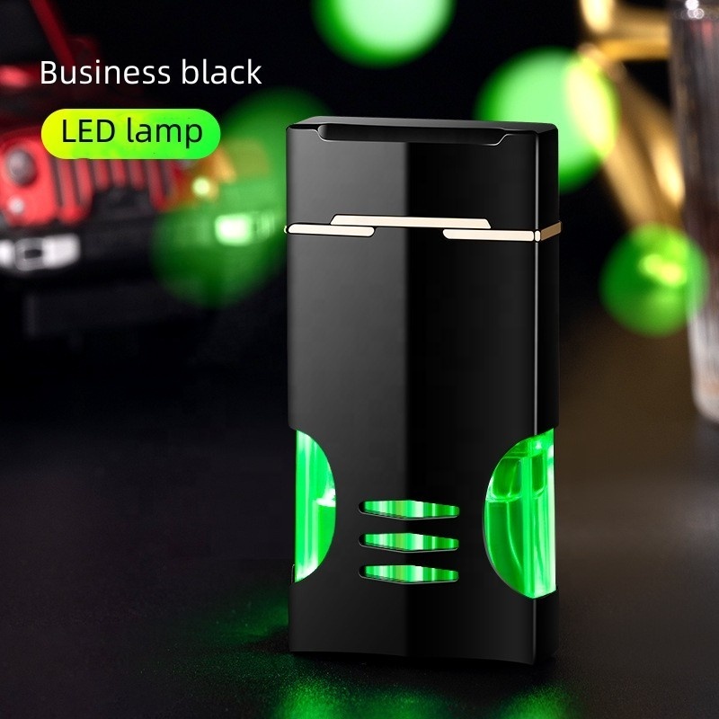 Personality Creative Lighter With LED Light Windproof Direct Gas Lighter Advertising Gift Lettering Promotional Lighter