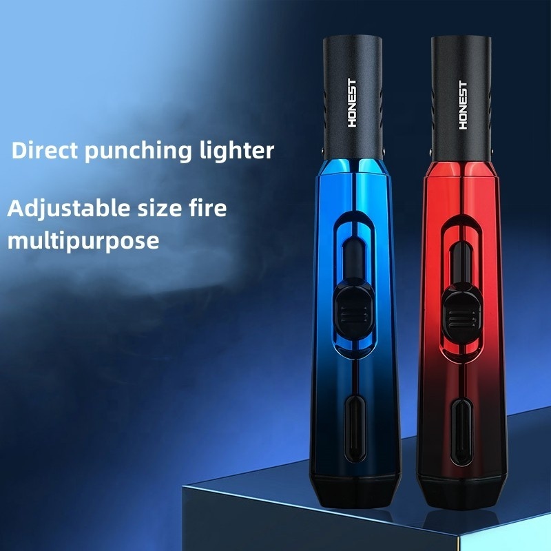 Torch Lighters, Butane Lighters, Refillable Butane Lighter Windproof Jet Flame Lighter with Visible Gas Window For Grill BBQ