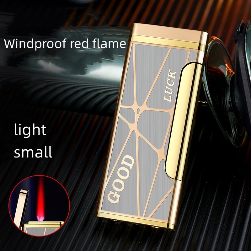 Customized Pattern Small Torch Jet Red Flame Lighter Metal Direct Impact Blue Flame Windproof Lighter